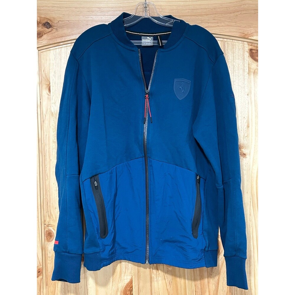 Puma Ferrari Men’s Track Jacket Full Zip Teal Blue Size Large